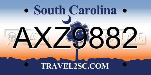 AXZ9882 South Carolina License Plate