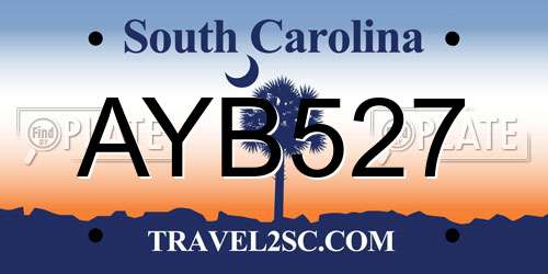 AYB527 South Carolina License Plate