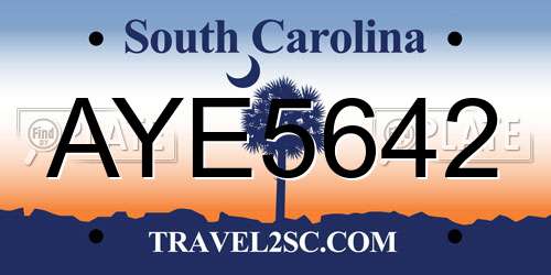 AYE5642 South Carolina License Plate
