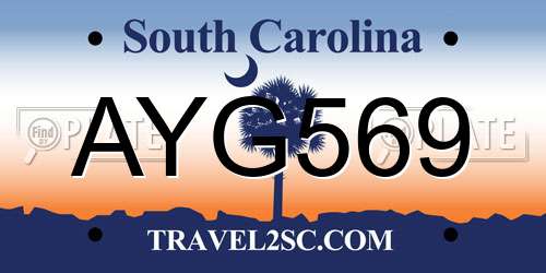 AYG569 South Carolina License Plate