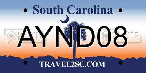 AYND08 South Carolina License Plate