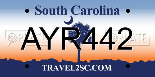 AYR442 South Carolina License Plate