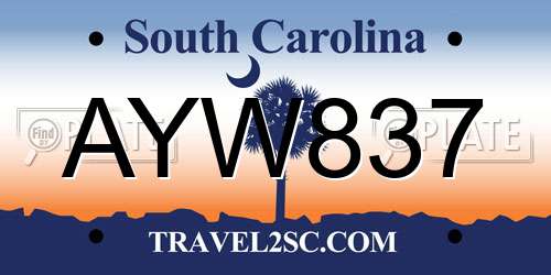 AYW837 South Carolina License Plate