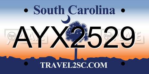 AYX2529 South Carolina License Plate