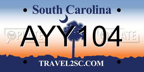 AYY104 South Carolina License Plate