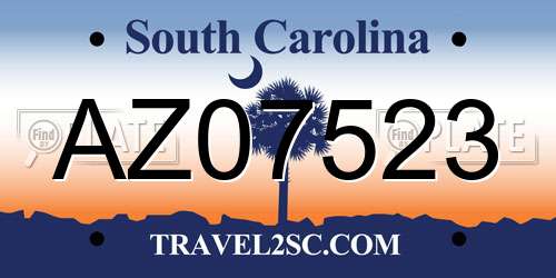 AZ07523 South Carolina License Plate