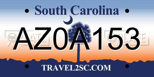 AZ0A153 South Carolina License Plate
