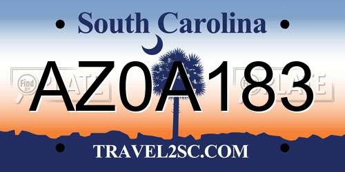 AZ0A183 South Carolina License Plate
