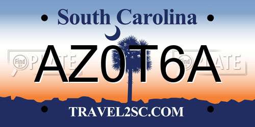 AZ0T6A South Carolina License Plate