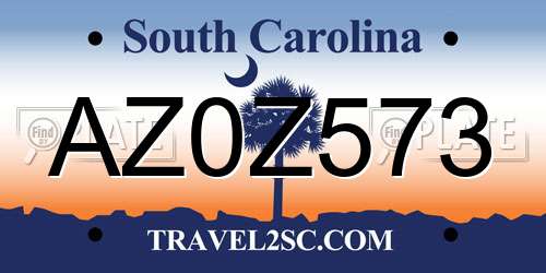 AZ0Z573 South Carolina License Plate