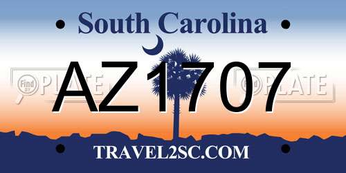 AZ1707 South Carolina License Plate