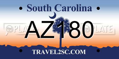 AZ180 South Carolina License Plate