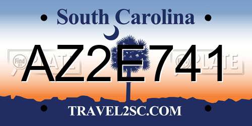 AZ2E741 South Carolina License Plate