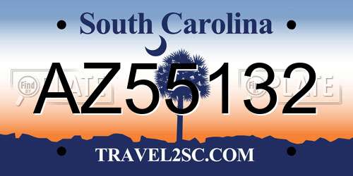 AZ55132 South Carolina License Plate