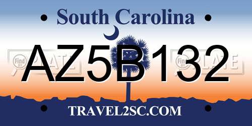 AZ5B132 South Carolina License Plate