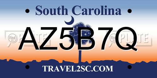AZ5B7Q South Carolina License Plate