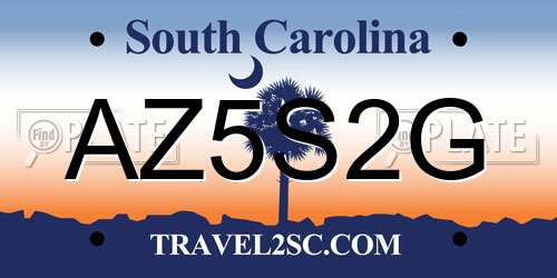 AZ5S2G South Carolina License Plate