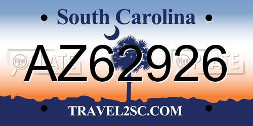 AZ62926 South Carolina License Plate