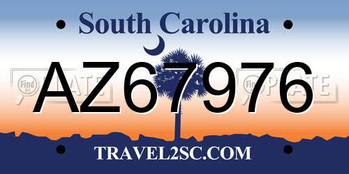 AZ67976 South Carolina License Plate