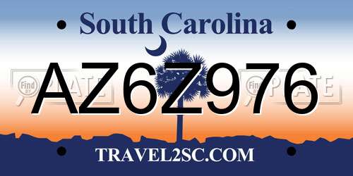 AZ6Z976 South Carolina License Plate