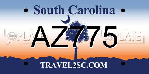 AZ775 South Carolina License Plate