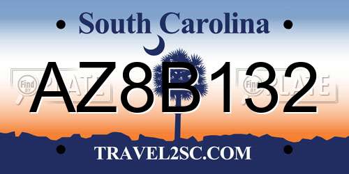 AZ8B132 South Carolina License Plate