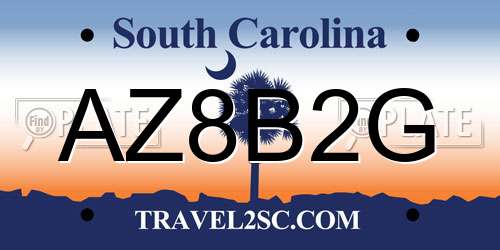 AZ8B2G South Carolina License Plate