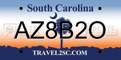 AZ8B2O South Carolina License Plate
