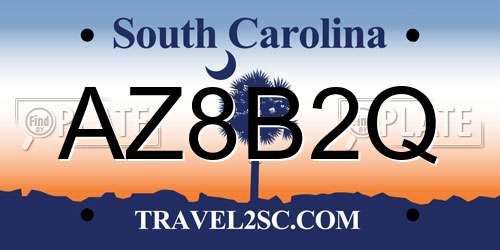 AZ8B2Q South Carolina License Plate