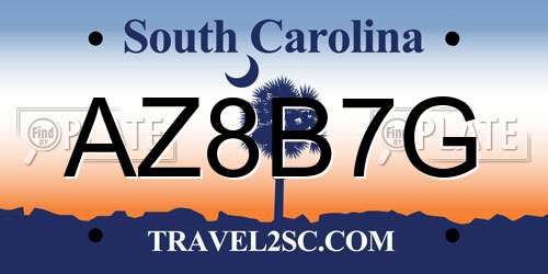 AZ8B7G South Carolina License Plate