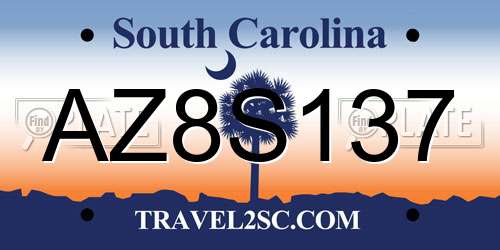 AZ8S137 South Carolina License Plate