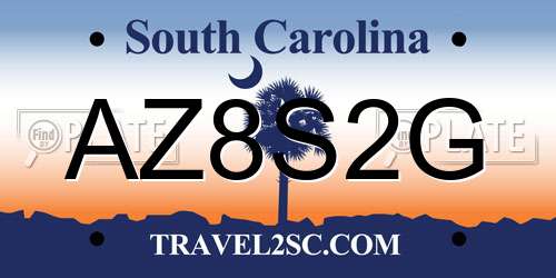 AZ8S2G South Carolina License Plate