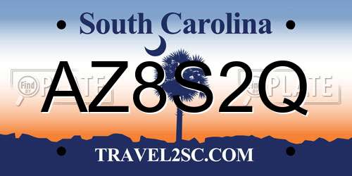 AZ8S2Q South Carolina License Plate