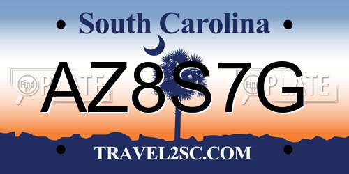 AZ8S7G South Carolina License Plate