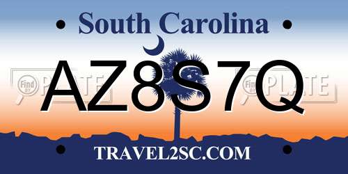 AZ8S7Q South Carolina License Plate