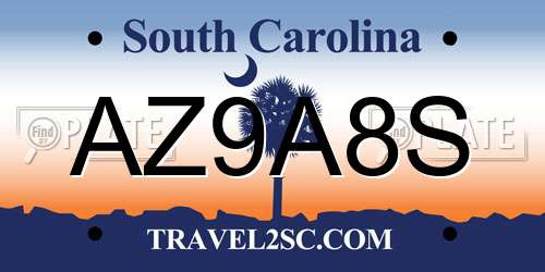 AZ9A8S South Carolina License Plate