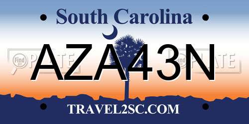 AZA43N South Carolina License Plate