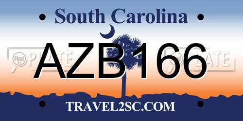 AZB166 South Carolina License Plate