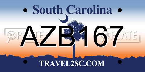 AZB167 South Carolina License Plate
