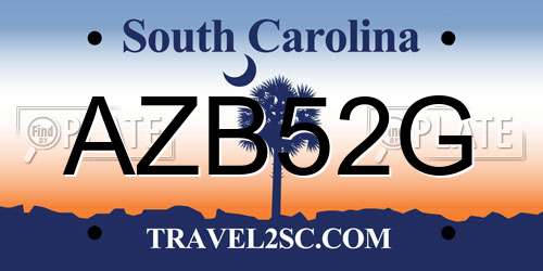 AZB52G South Carolina License Plate