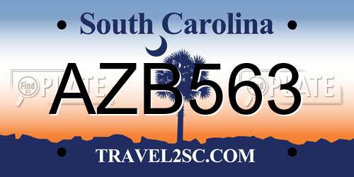 AZB563 South Carolina License Plate
