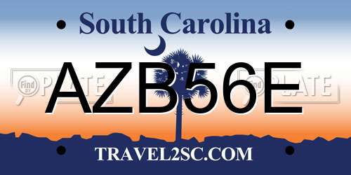 AZB56E South Carolina License Plate