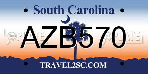 AZB570 South Carolina License Plate
