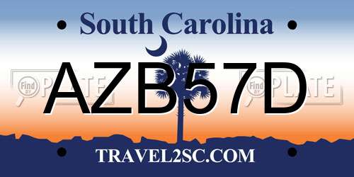 AZB57D South Carolina License Plate