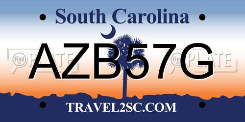 AZB57G South Carolina License Plate