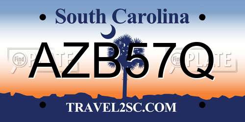 AZB57Q South Carolina License Plate