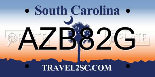 AZB82G South Carolina License Plate