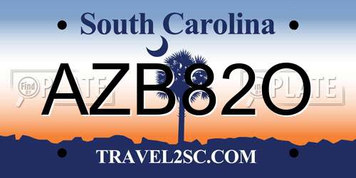 AZB82O South Carolina License Plate