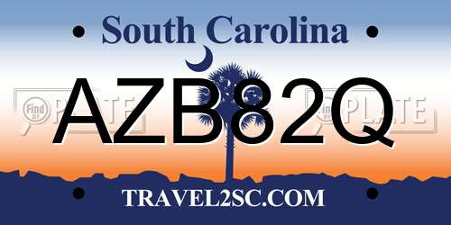 AZB82Q South Carolina License Plate