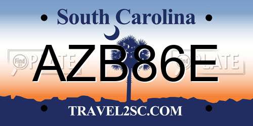 AZB86E South Carolina License Plate